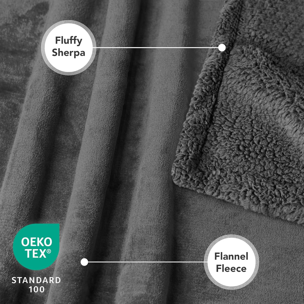 Dog Blanket for Bed, XL Pet Blanket Large Dogs, Fleece Furniture Couch Cover Protector Sofa Car Crate Kennel, Soft Sherpa Cat Throw Plush Reversible Washable, Twin 60X80 Solid Dark Gray